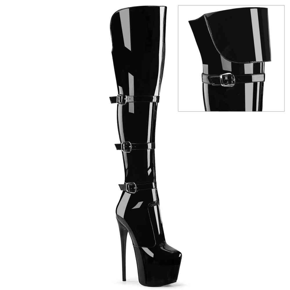 Pleaser - JUBILANT-3018 Plateau overknee Laarzen - Zwart